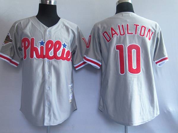 Mitchell and Ness Phillies #10 Royal Daulton Grey Stitched Throwback MLB Jersey